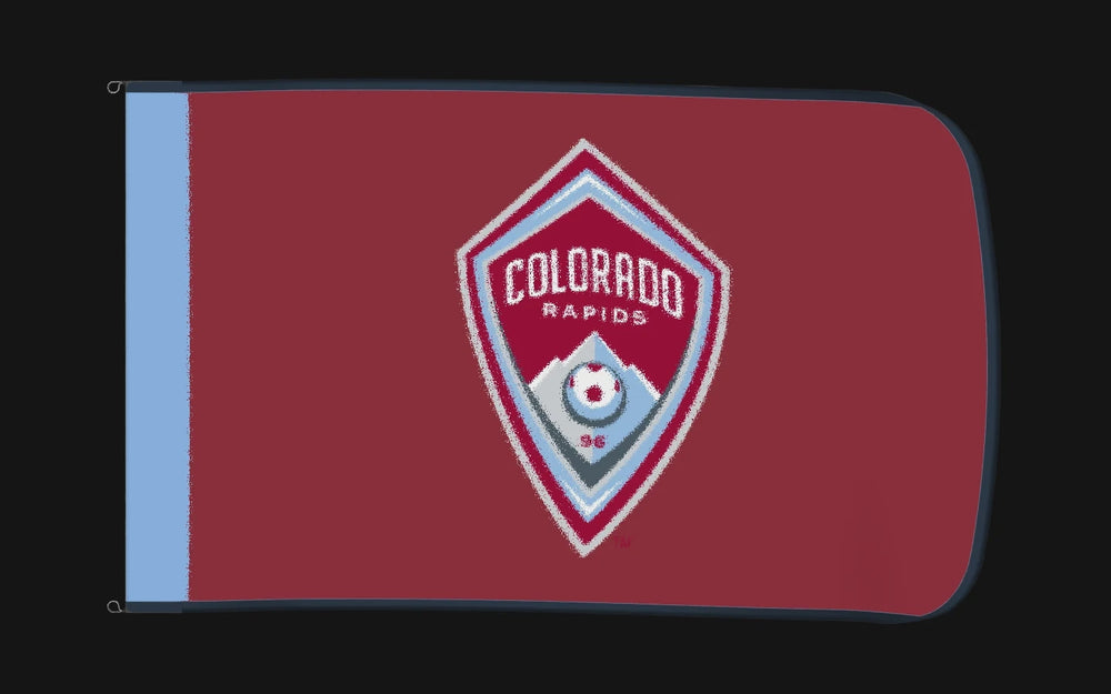 EXO rotating product view — Colorado Rapids Authentic Gameday Flag — controlled catalog turntable