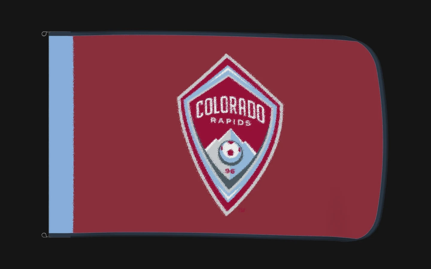 EXO rotating product view — Colorado Rapids Authentic Gameday Flag — controlled catalog turntable