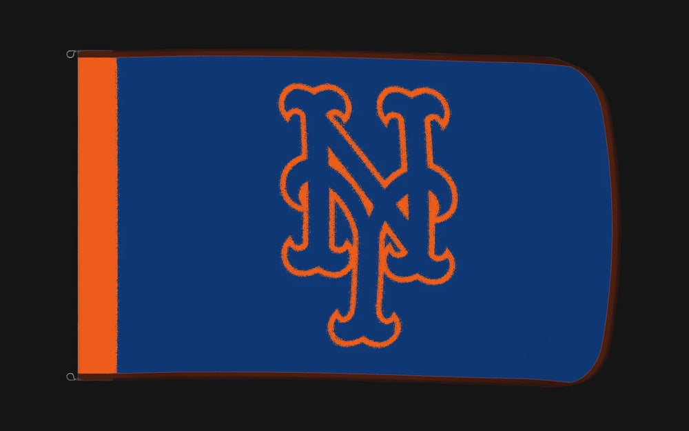 EXO rotating product view — New York Mets Authentic Gameday Flag — controlled catalog turntable