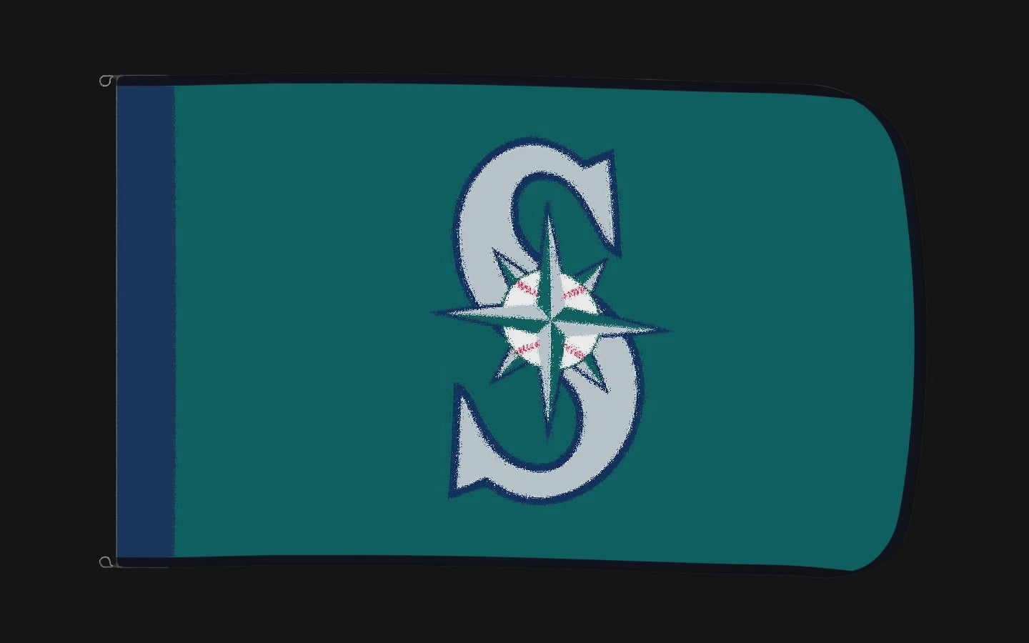 EXO rotating product view — Seattle Mariners Authentic Gameday Flag — controlled catalog turntable