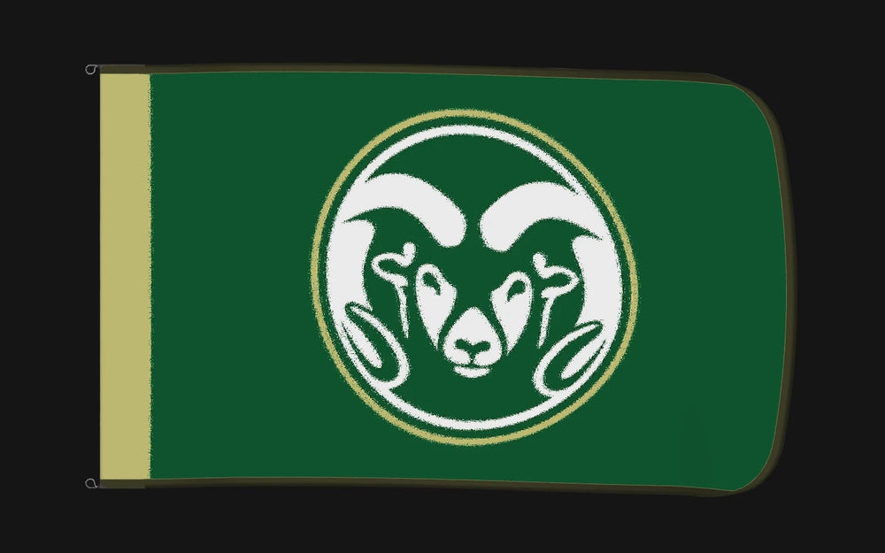 EXO rotating product view — Colorado State Rams Authentic Gameday Flag — controlled catalog turntable
