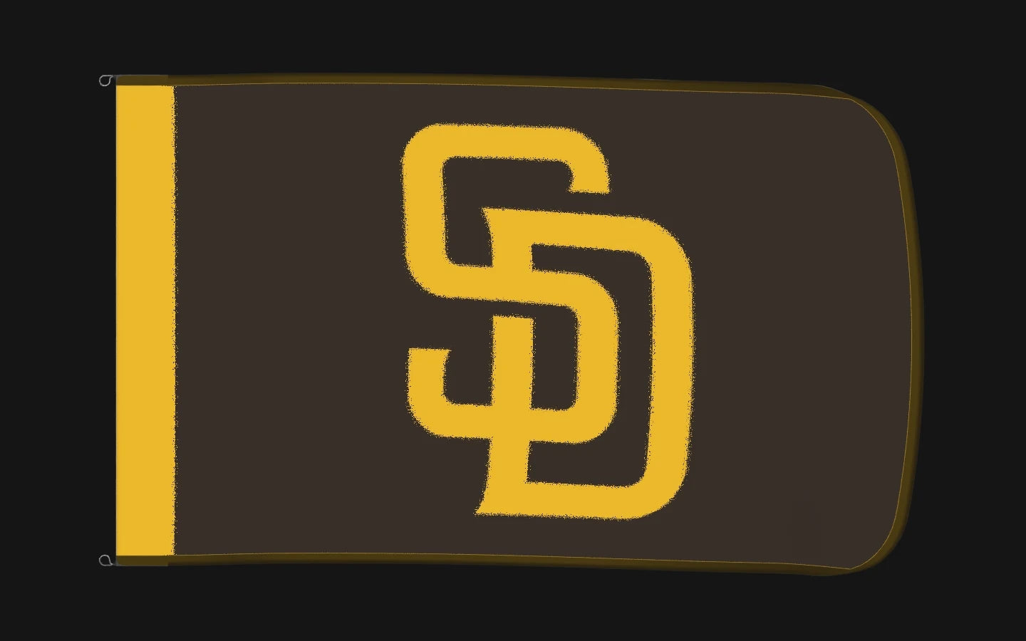 EXO rotating product view — San Diego Padres Authentic Gameday Flag — controlled catalog turntable