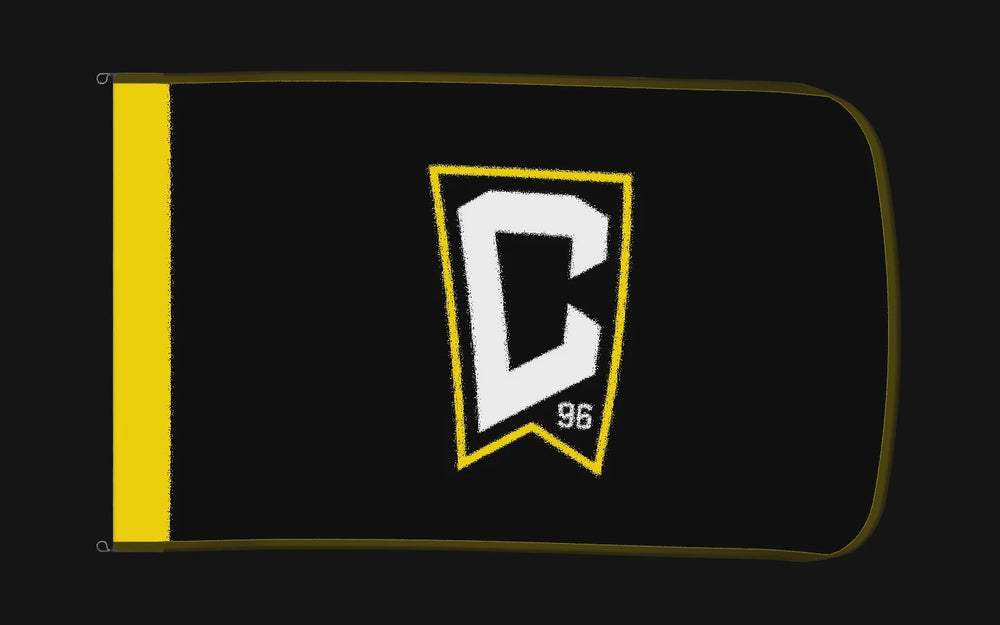 EXO rotating product view — Columbus Crew Authentic Gameday Flag — controlled catalog turntable