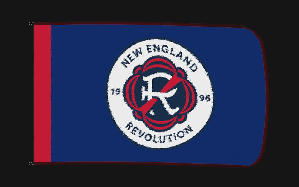EXO rotating product view — New England Revolution Authentic Gameday Flag — controlled catalog turntable