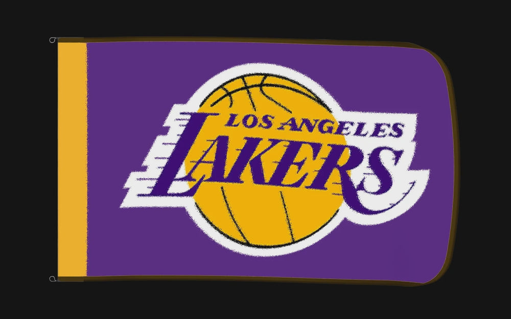 EXO rotating product view — Los Angeles Lakers Authentic Gameday Flag — controlled catalog turntable
