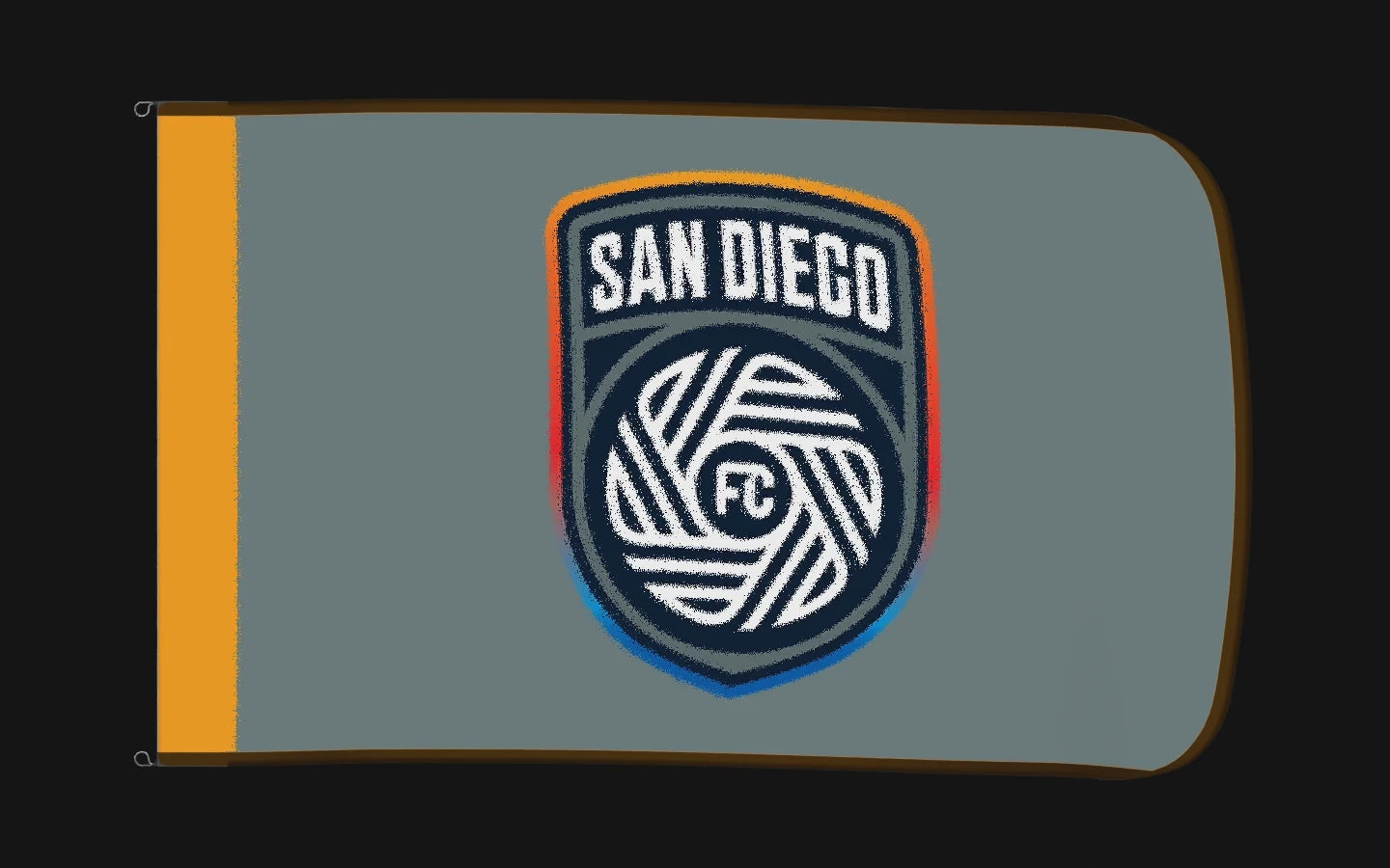 EXO rotating product view — San Diego FC Authentic Gameday Flag — controlled catalog turntable