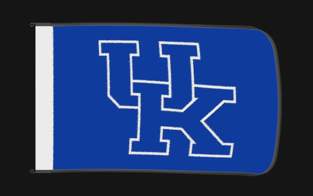 EXO rotating product view — Kentucky Wildcats Authentic Gameday Flag — controlled catalog turntable