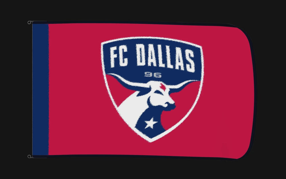 EXO rotating product view — FC Dallas Authentic Gameday Flag — controlled catalog turntable