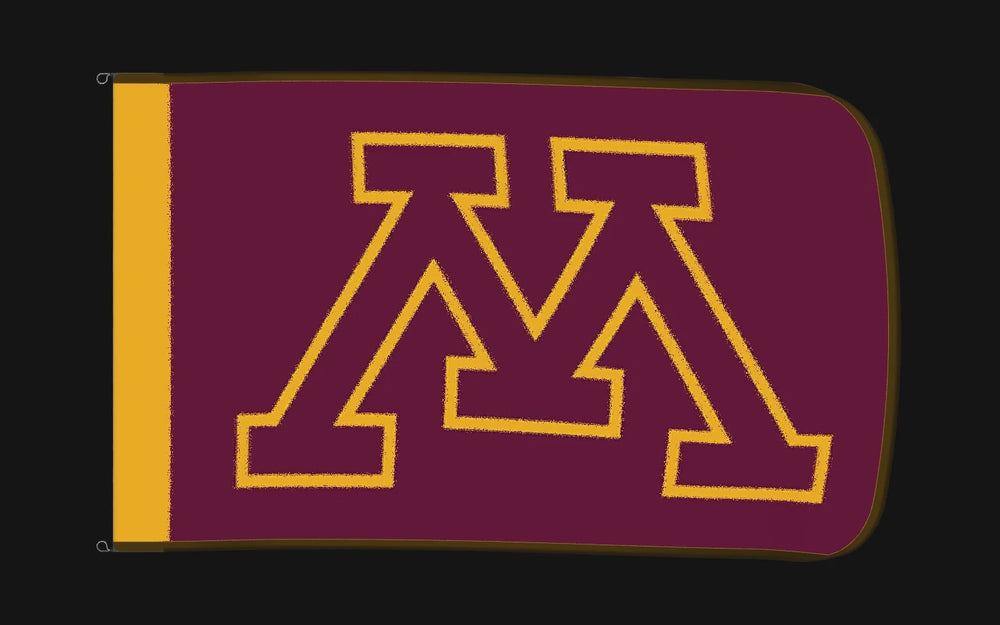 EXO rotating product view — Minnesota Golden Gophers Authentic Gameday Flag — controlled catalog turntable