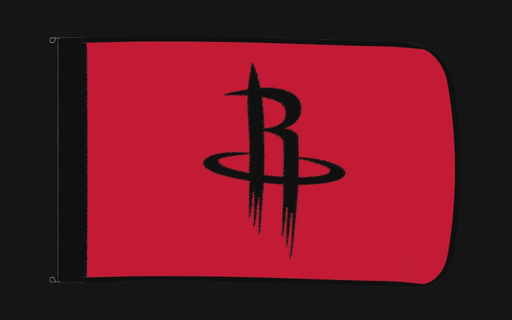 EXO rotating product view — Houston Rockets Authentic Gameday Flag — controlled catalog turntable