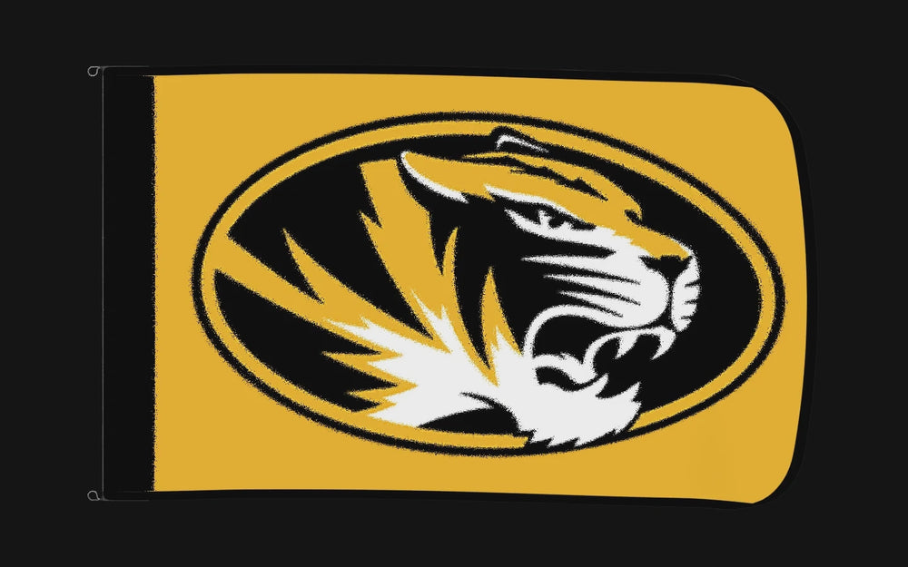 EXO rotating product view — Missouri Tigers Authentic Gameday Flag — controlled catalog turntable