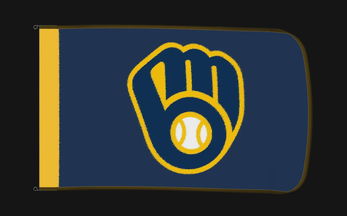 EXO rotating product view — Milwaukee Brewers Authentic Gameday Flag — controlled catalog turntable