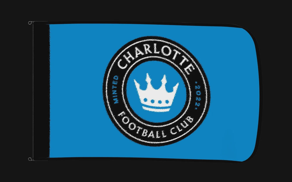 EXO rotating product view — Charlotte FC Authentic Gameday Flag — controlled catalog turntable