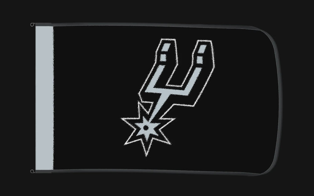 EXO rotating product view — San Antonio Spurs Authentic Gameday Flag — controlled catalog turntable