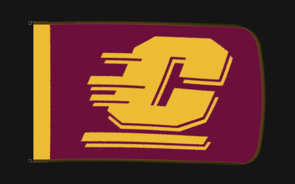 EXO rotating product view — Central Michigan Chippewas Authentic Gameday Flag — controlled catalog turntable