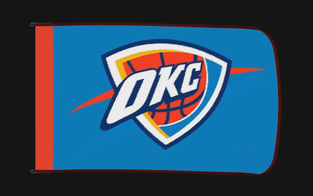 EXO rotating product view — Oklahoma City Thunder Authentic Gameday Flag — controlled catalog turntable
