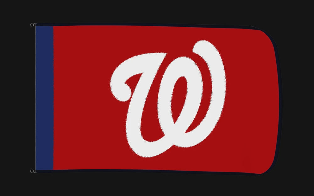 EXO rotating product view — Washington Nationals Authentic Gameday Flag — controlled catalog turntable