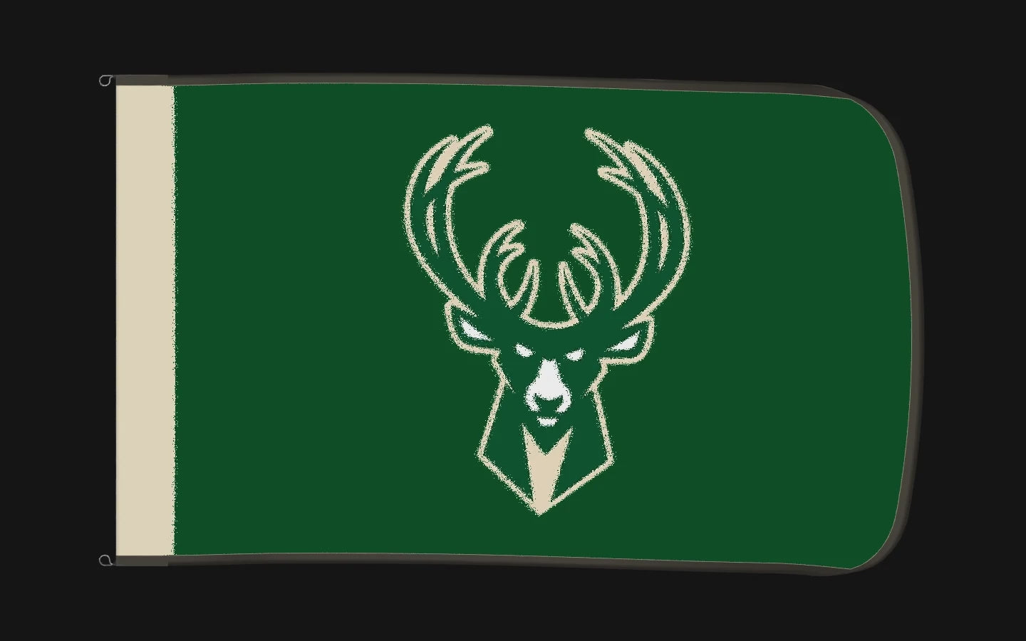 EXO rotating product view — Milwaukee Bucks Authentic Gameday Flag — controlled catalog turntable