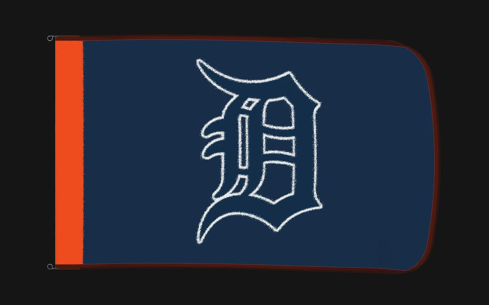 EXO rotating product view — Detroit Tigers Authentic Gameday Flag — controlled catalog turntable