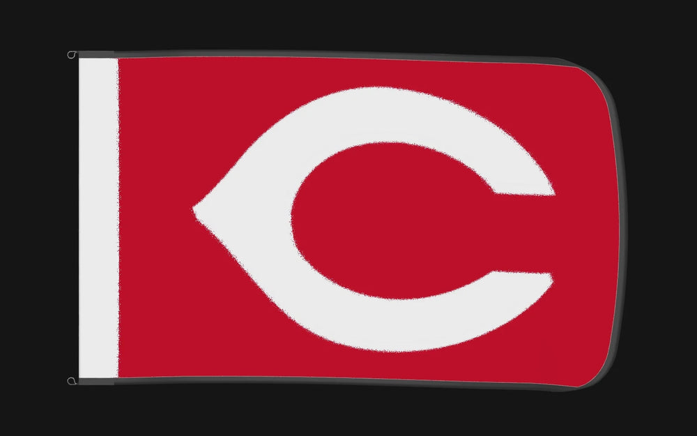 EXO rotating product view — Cincinnati Reds Authentic Gameday Flag — controlled catalog turntable