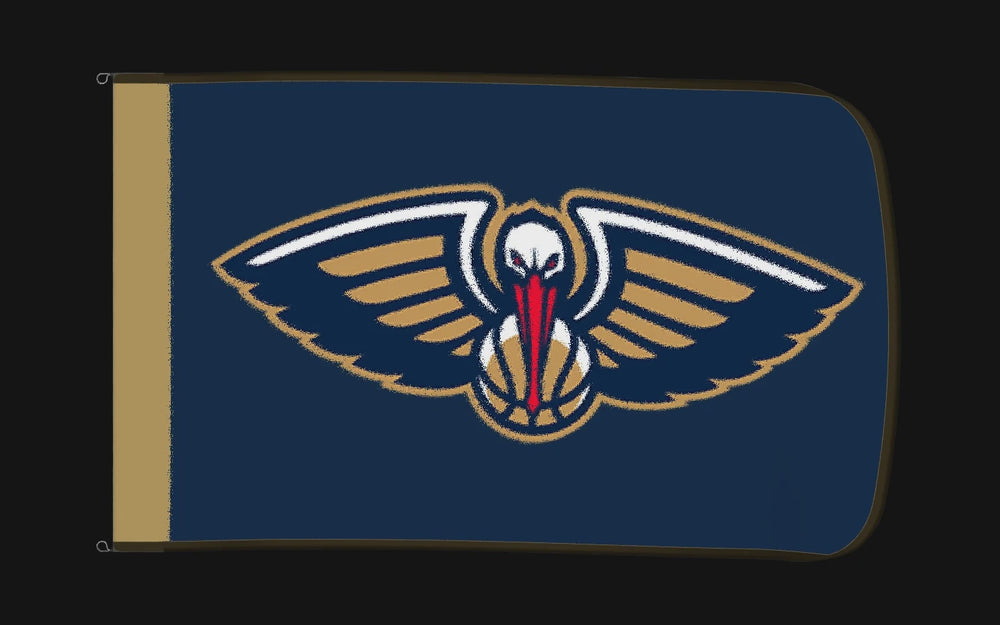 EXO rotating product view — New Orleans Pelicans Authentic Gameday Flag — controlled catalog turntable