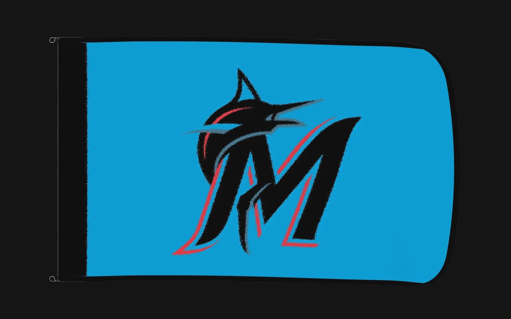 EXO rotating product view — Miami Marlins Authentic Gameday Flag — controlled catalog turntable