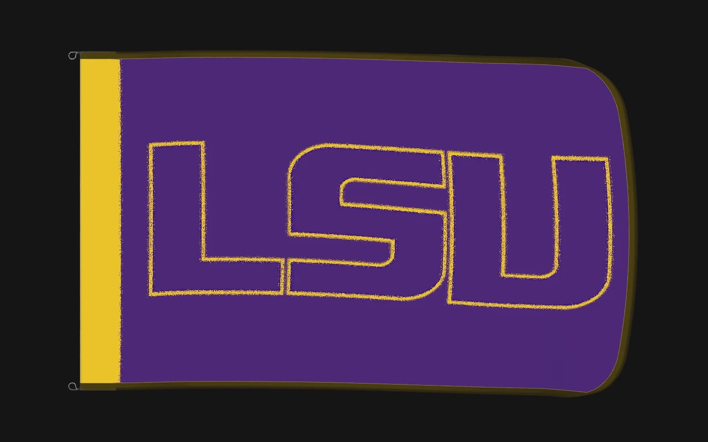 EXO rotating product view — LSU Tigers Authentic Gameday Flag — controlled catalog turntable