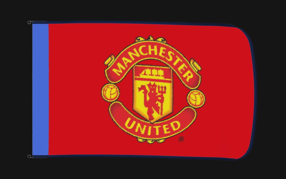 EXO rotating product view — Manchester United Authentic Gameday Flag — controlled catalog turntable