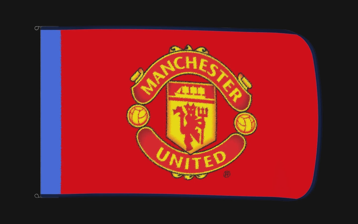 EXO rotating product view — Manchester United Authentic Gameday Flag — controlled catalog turntable