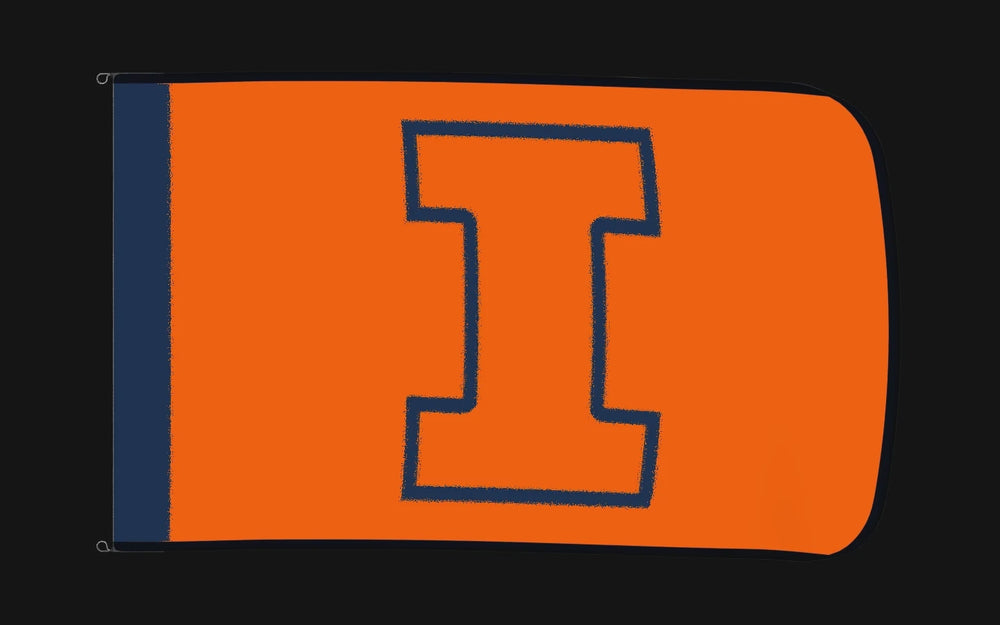 EXO rotating product view — Illinois Fighting Illini Authentic Gameday Flag — controlled catalog turntable