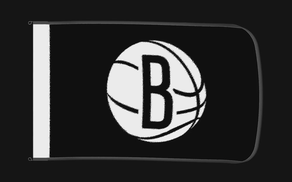 EXO rotating product view — Brooklyn Nets Authentic Gameday Flag — controlled catalog turntable