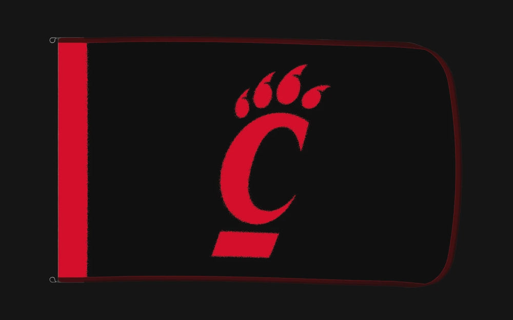 EXO rotating product view — Cincinnati Bearcats Authentic Gameday Flag — controlled catalog turntable