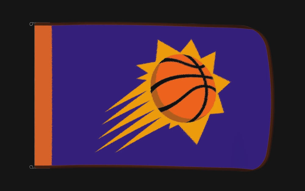 EXO rotating product view — Phoenix Suns Authentic Gameday Flag — controlled catalog turntable