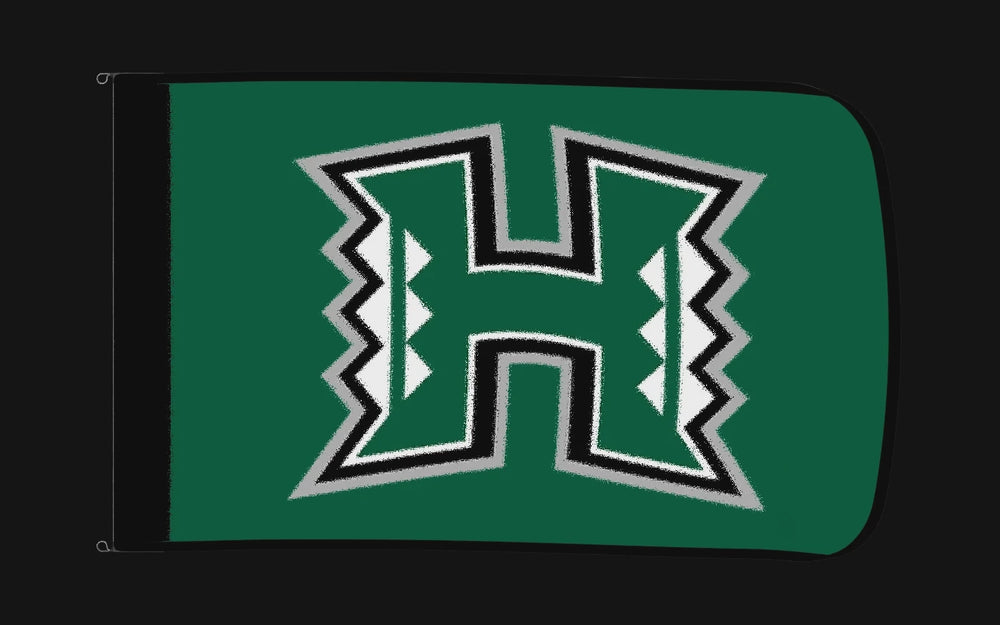 EXO rotating product view — Hawai'i Rainbow Warriors Authentic Gameday Flag — controlled catalog turntable