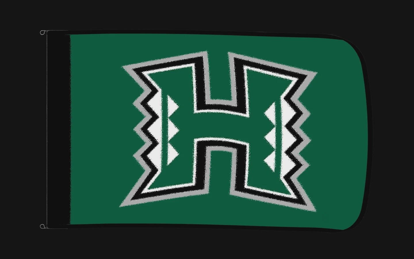 EXO rotating product view — Hawai'i Rainbow Warriors Authentic Gameday Flag — controlled catalog turntable