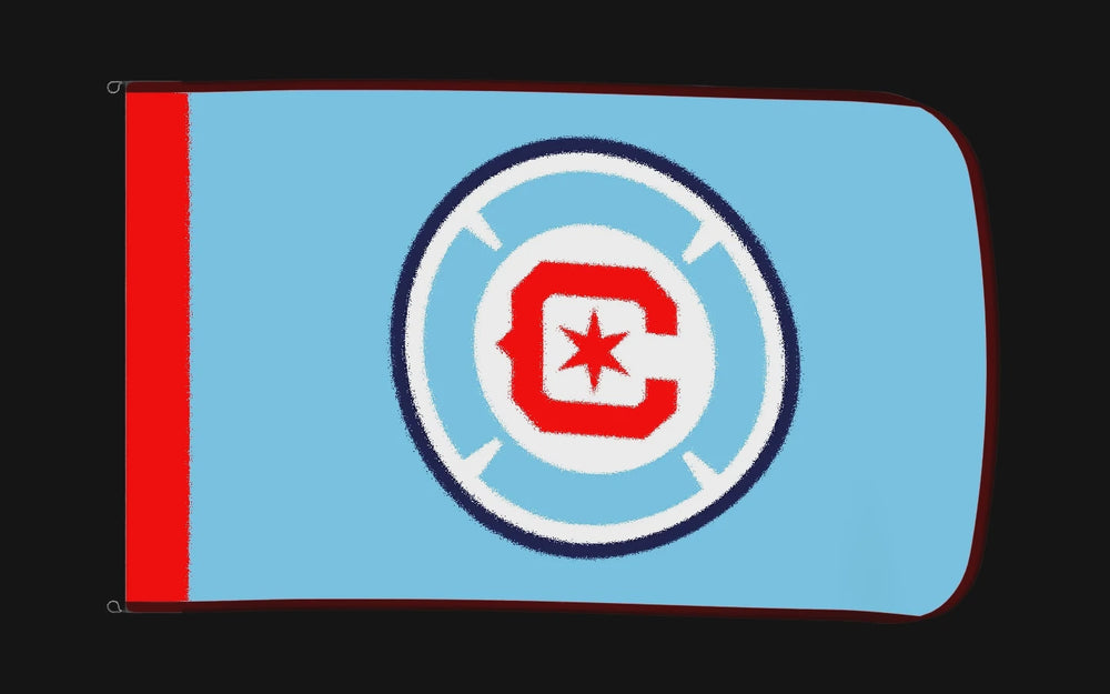 EXO rotating product view — Chicago Fire FC Authentic Gameday Flag — controlled catalog turntable