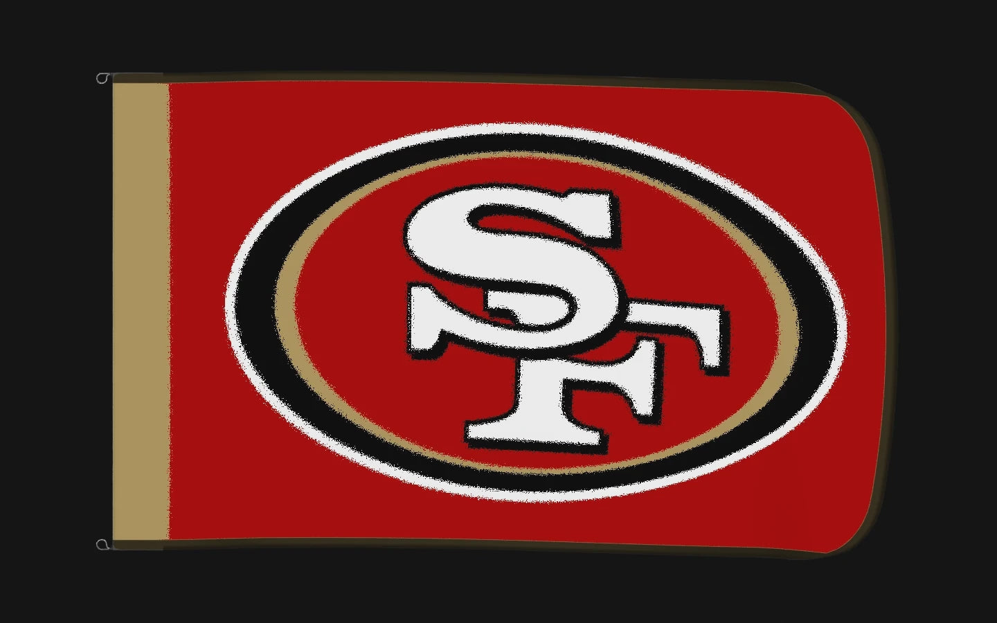 EXO rotating product view — San Francisco 49ers Authentic Gameday Flag — approved R09 catalog turntable