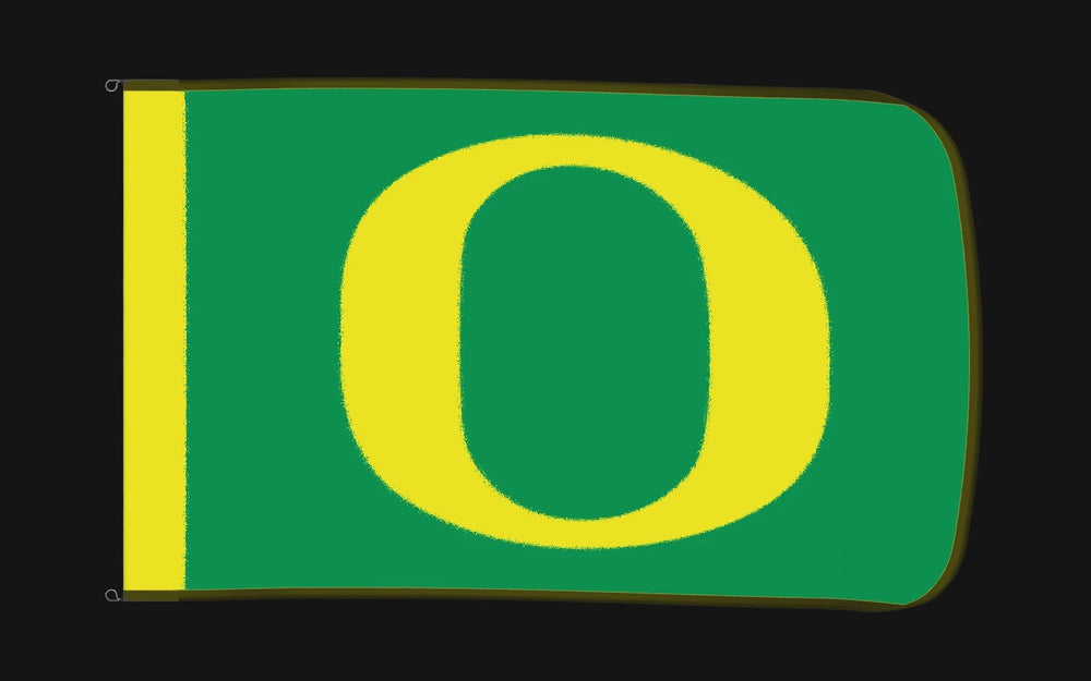 EXO rotating product view — Oregon Ducks Authentic Gameday Flag — controlled catalog turntable