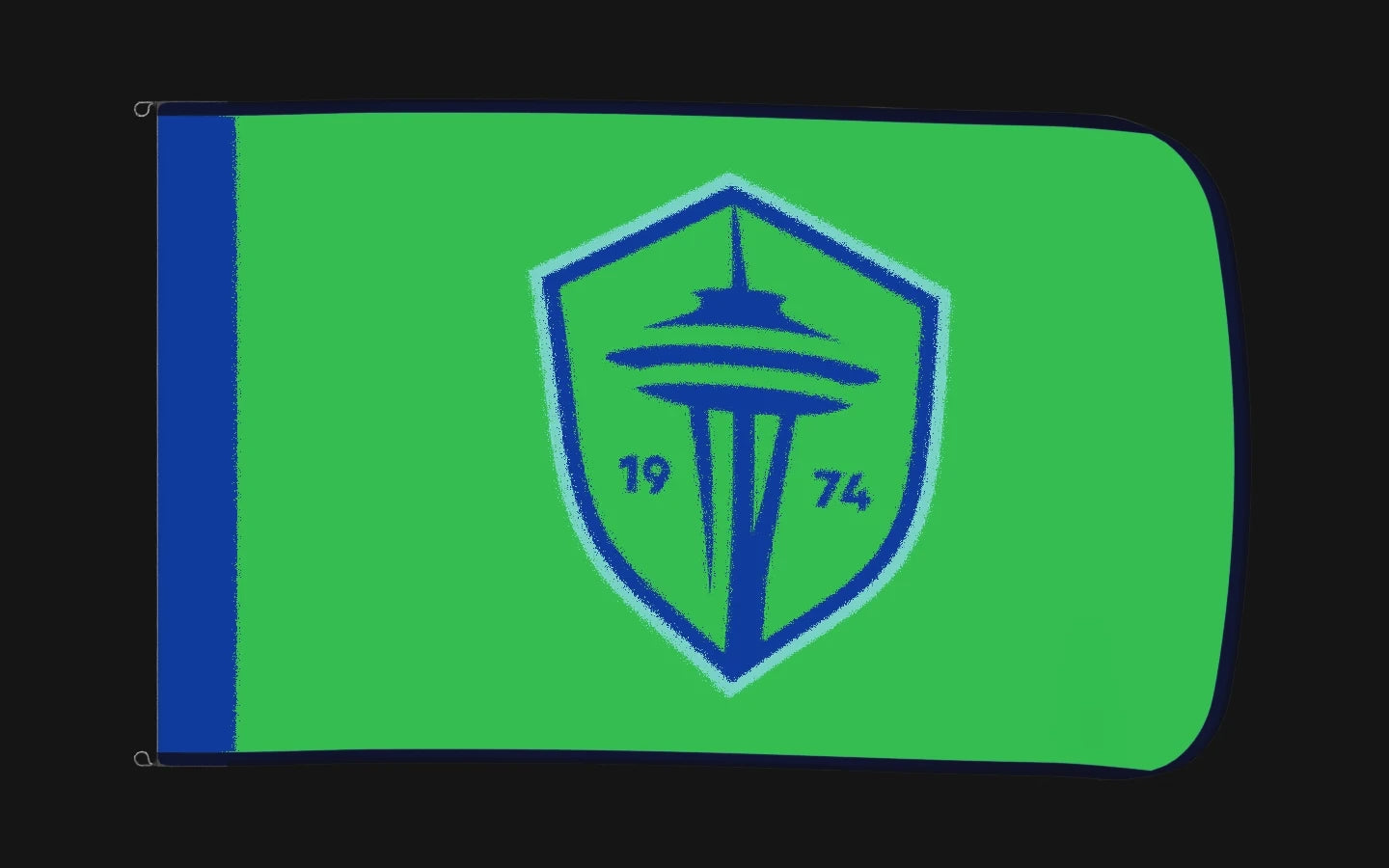 EXO rotating product view — Seattle Sounders FC Authentic Gameday Flag — controlled catalog turntable