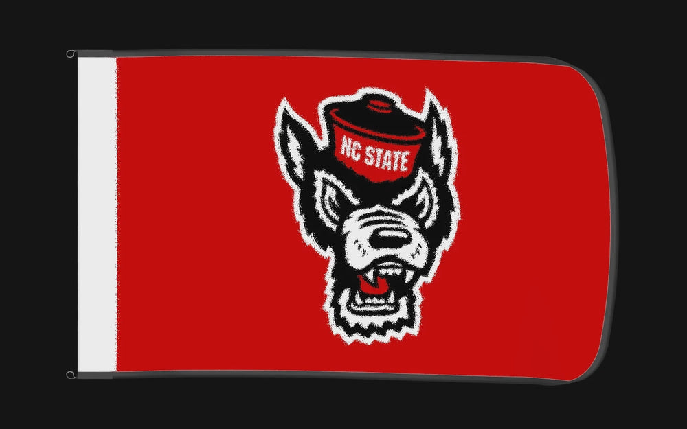 EXO rotating product view — NC State Wolfpack Authentic Gameday Flag — controlled catalog turntable