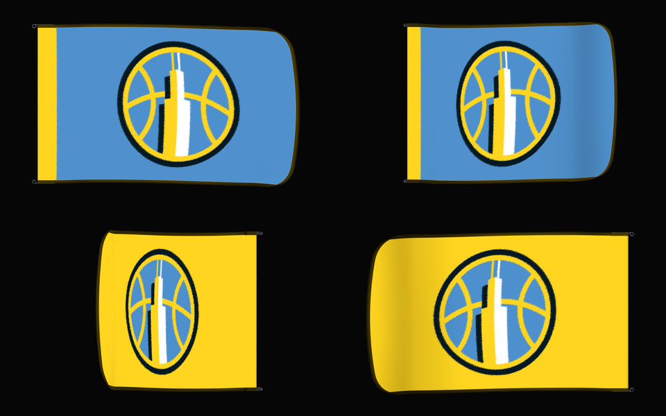 Chicago Sky Authentic Gameday Flag — clean four-view front design, front flying, back flying, and back design proof — source_sha256=04d1c2b2207cc1763c1451be55b1f4c9bbd14a5f577e7859802f327f561d2d1c