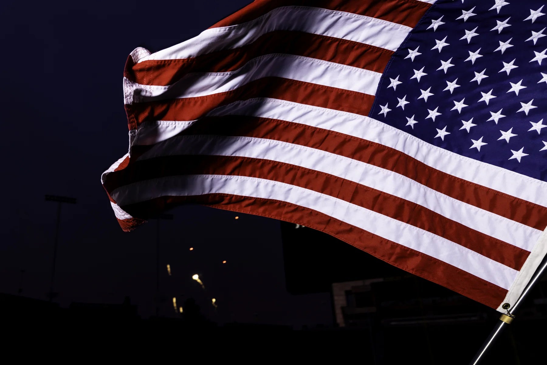 United States flag moving above the stadium