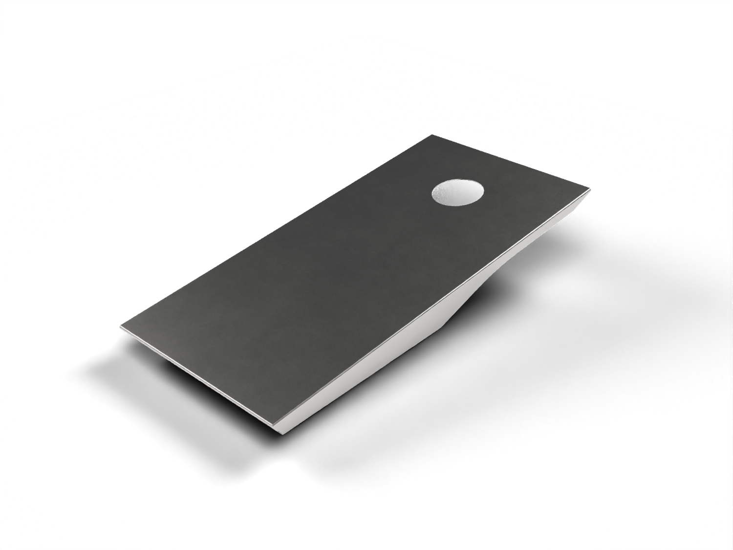Raw aluminum Lean Cornhole Board authored from GFLCB