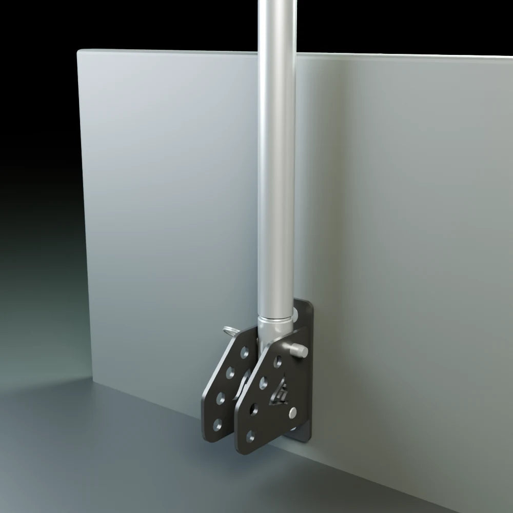 MVP flagpole in the surface mount on a wall with the pole vertical