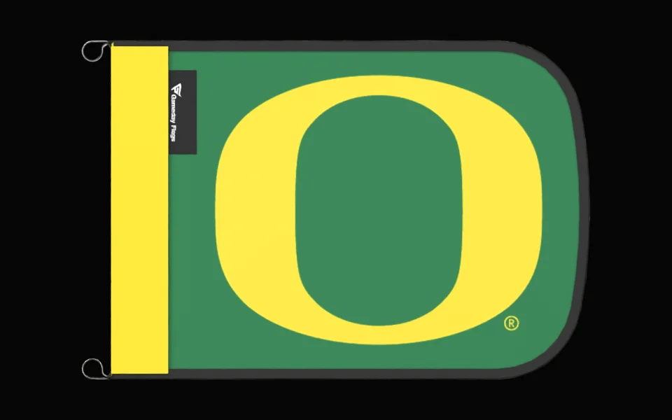 Oregon Authentic Gameday Flag 12 by 17 inch animated 360 construction proof
