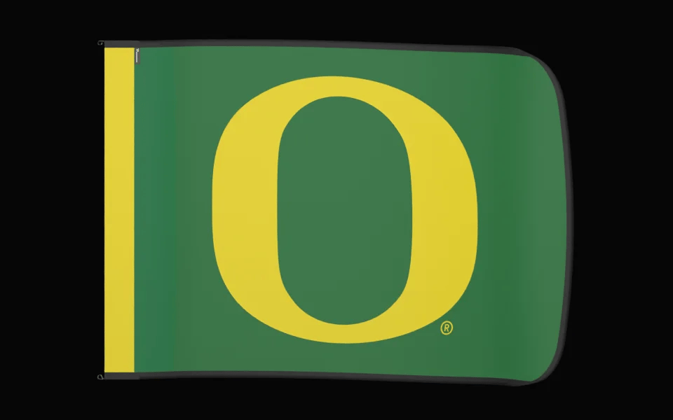 Oregon Authentic Gameday Flag 5 by 8 foot animated 360 construction proof