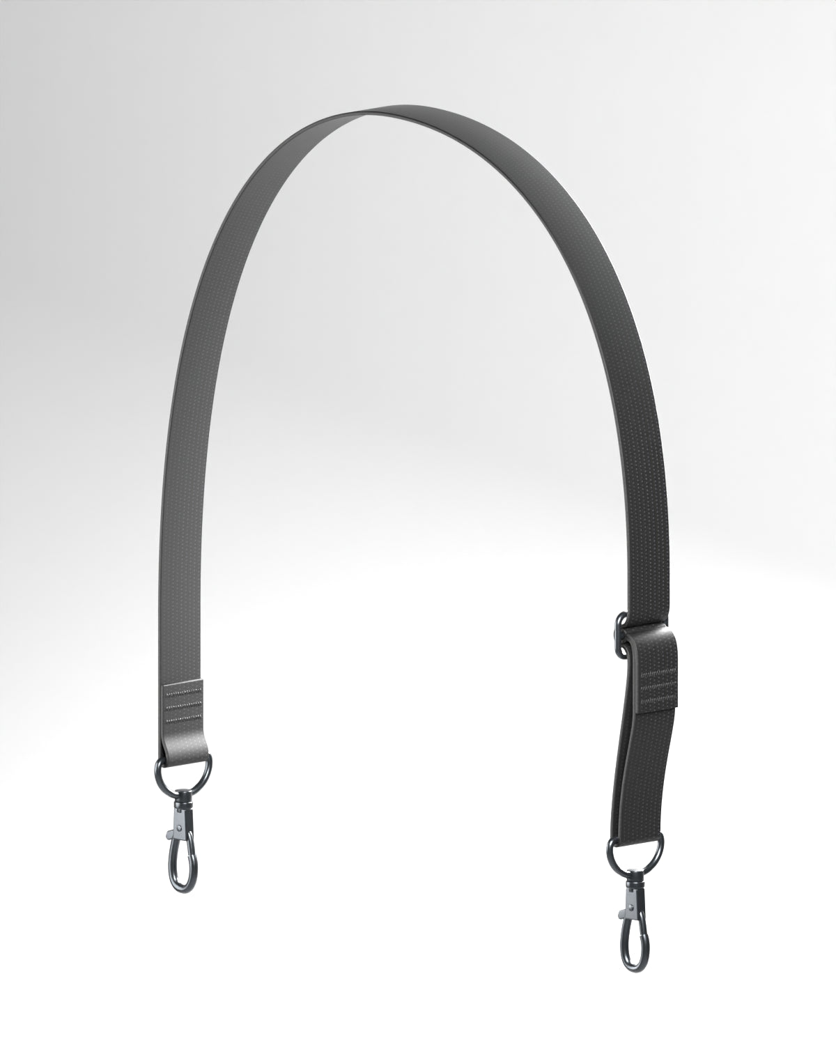 Strapworks black 1-inch flat nylon strap with trigger snaps and slide adjuster. Bags sold separately.