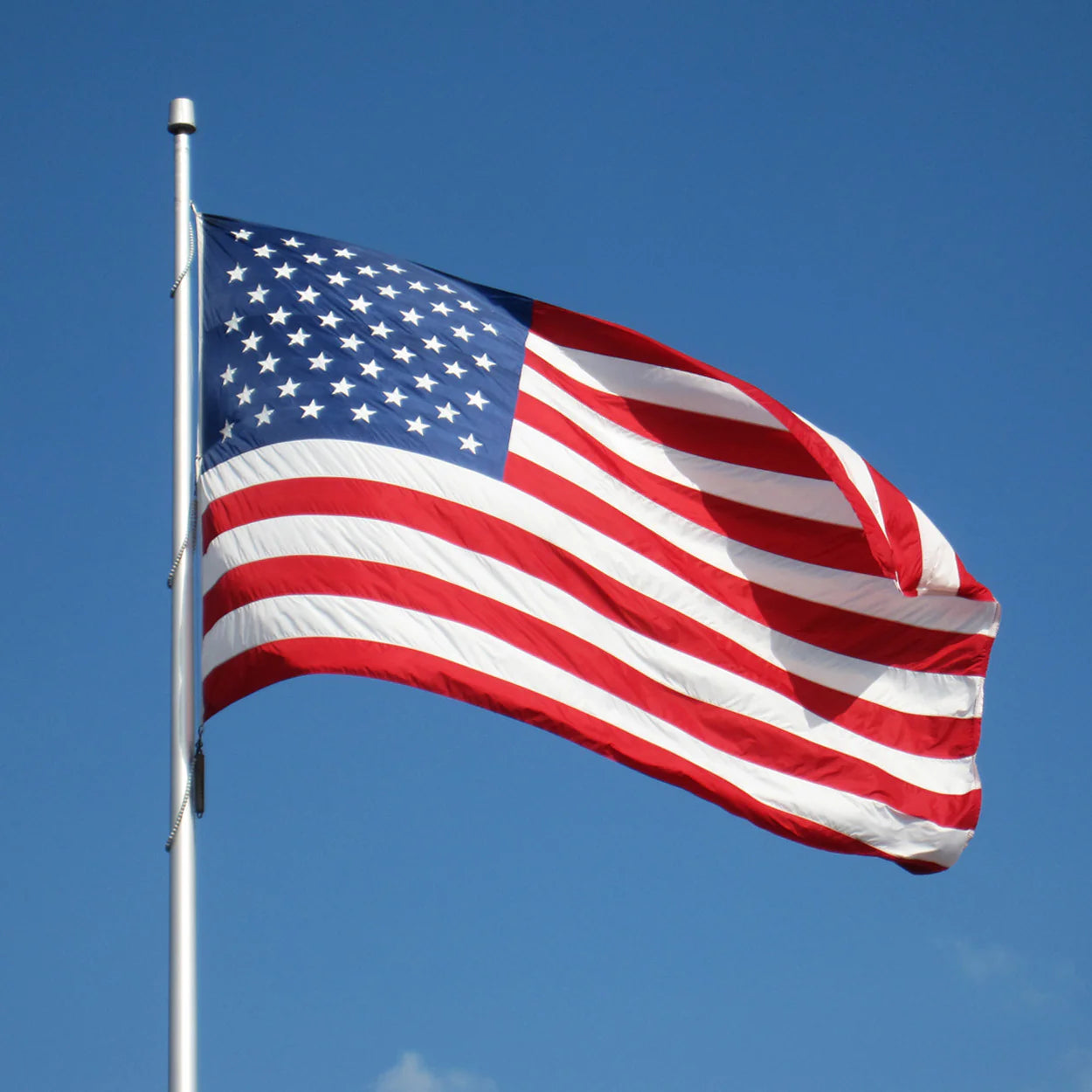 Eder nylon United States flag flying on a commercial flagpole